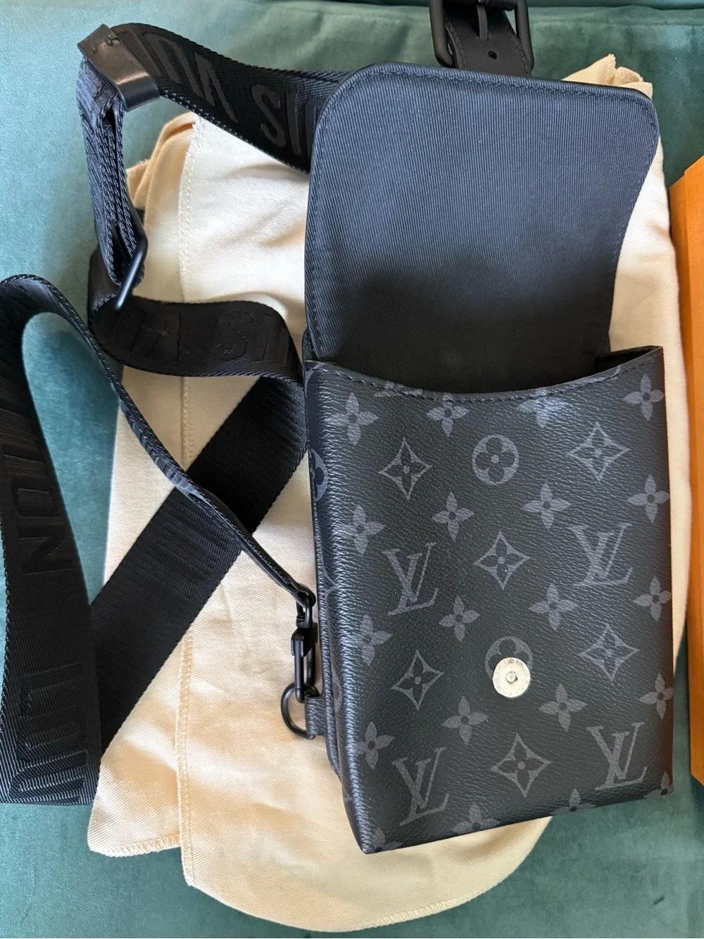 Louis Vuitton Black Monogram Eclipse Messenger Phone Pouch